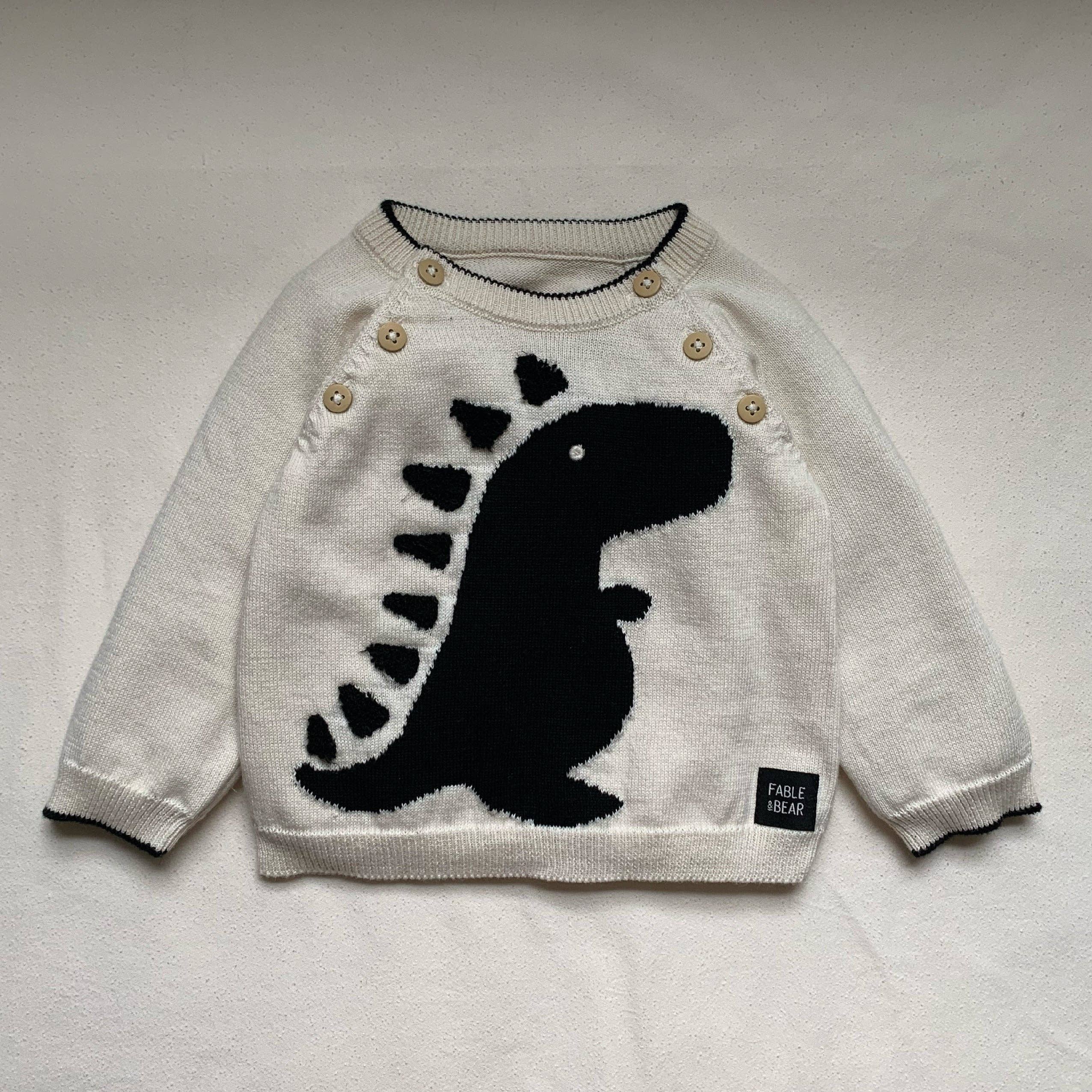 Organic Cotton Dino Jumper (0-3 months) - Fable & Bear | Cotton Baby