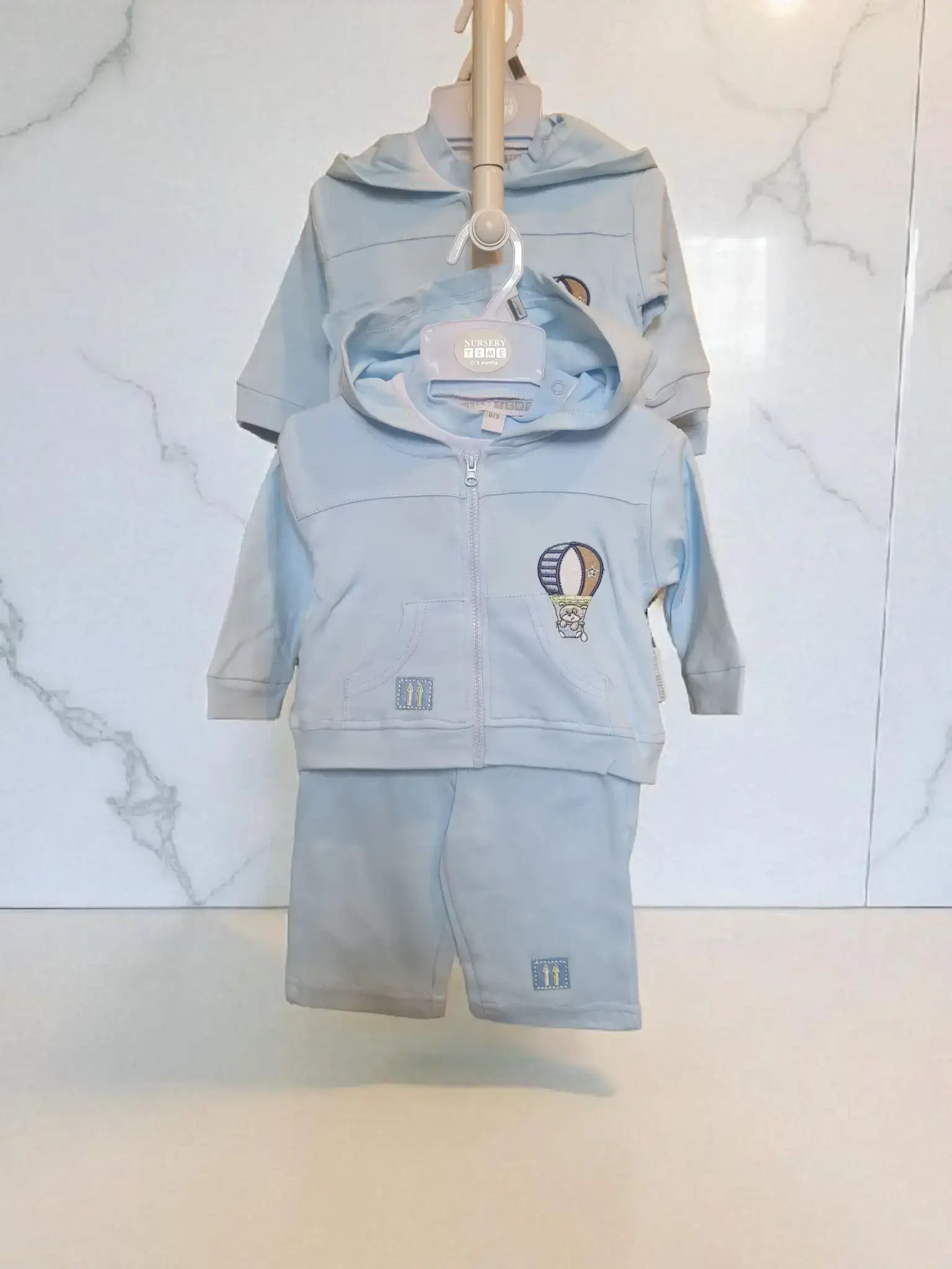 Nursery Time Boys Sky Blue 3-Piece Cotton Set (0 - 9M)