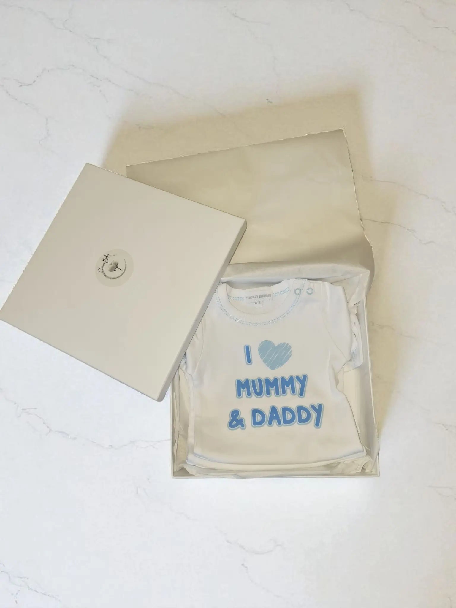 Baby Boys 3-Piece Bodysuit Gift Set – "I Love Mummy/Daddy" - Cotton Baby