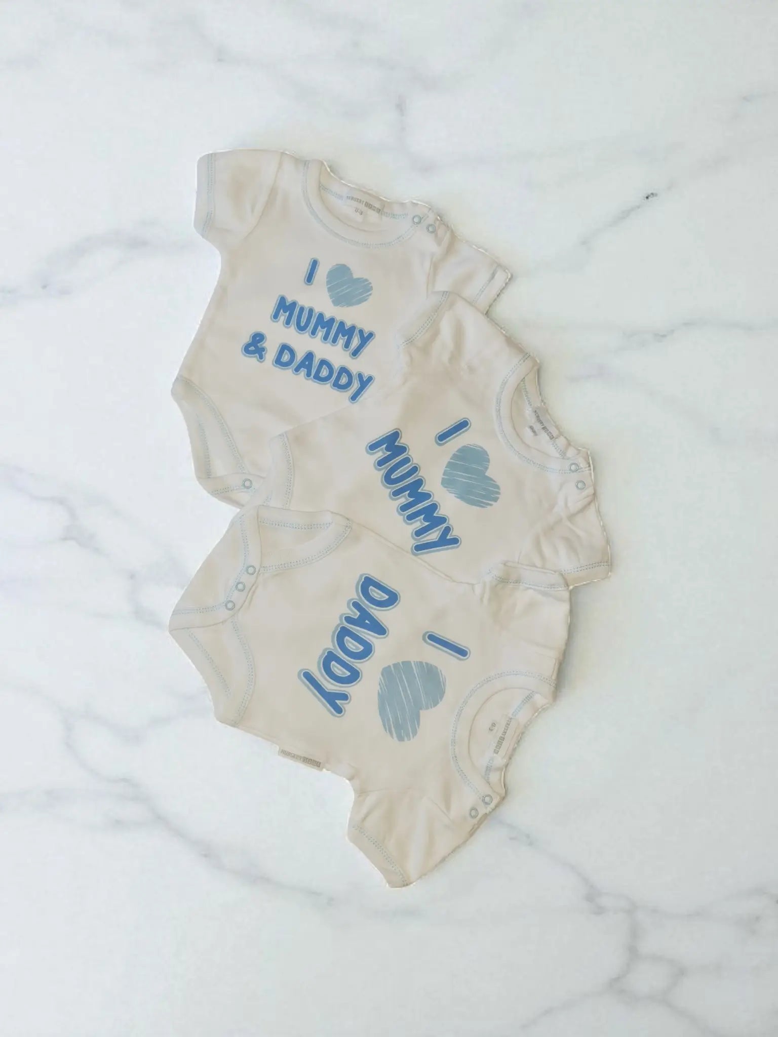 Baby Boys 3-Piece Bodysuit Gift Set – "I Love Mummy/Daddy" - Cotton Baby