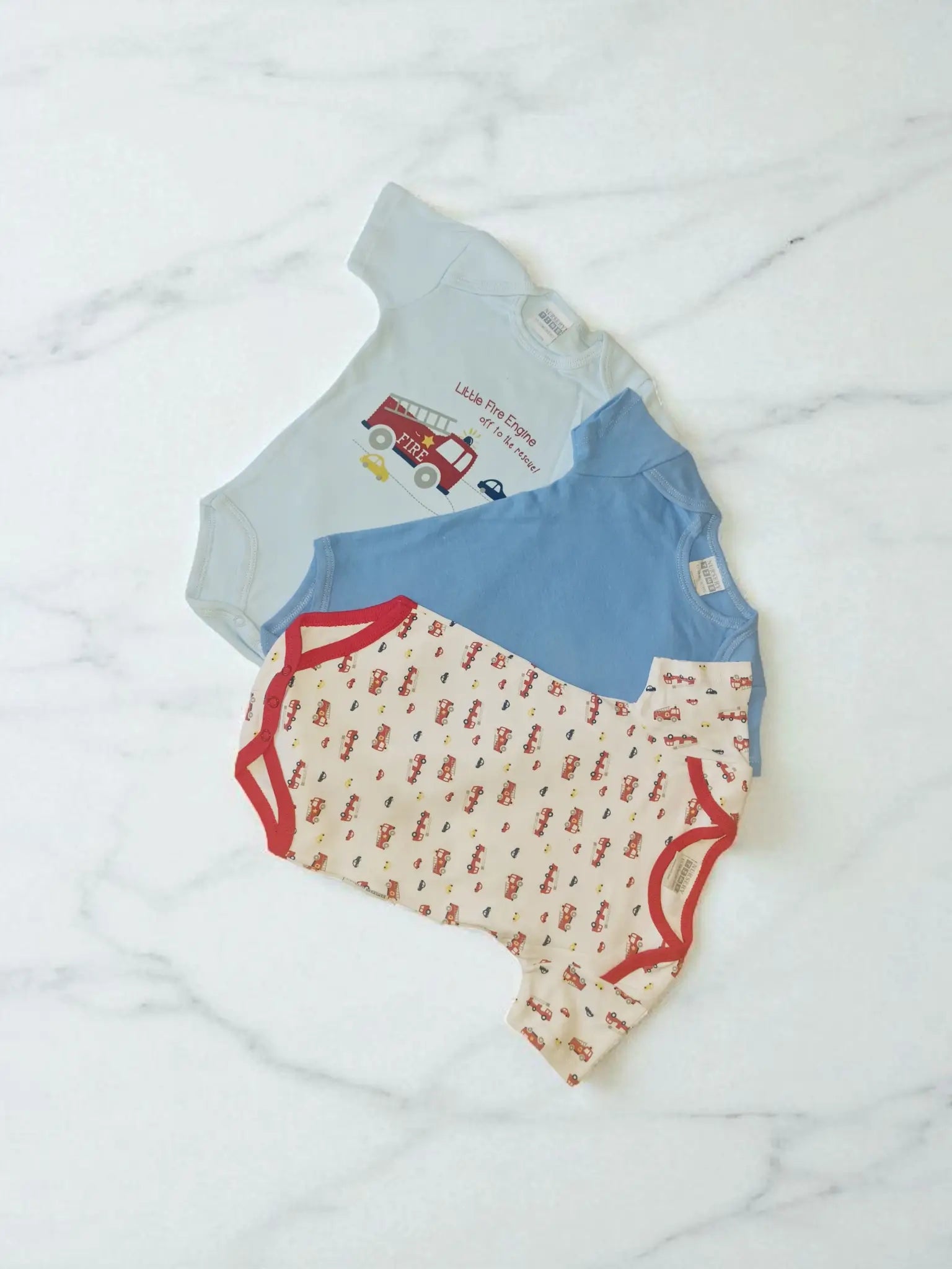 Baby Boys 3-Piece Bodysuit Gift Set – "Fire Engine" - Cotton Baby