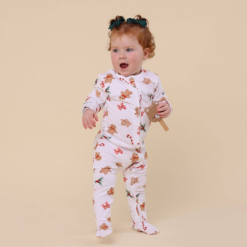 Gingerbread Organic Snuggle Sleepsuit Zip Footie