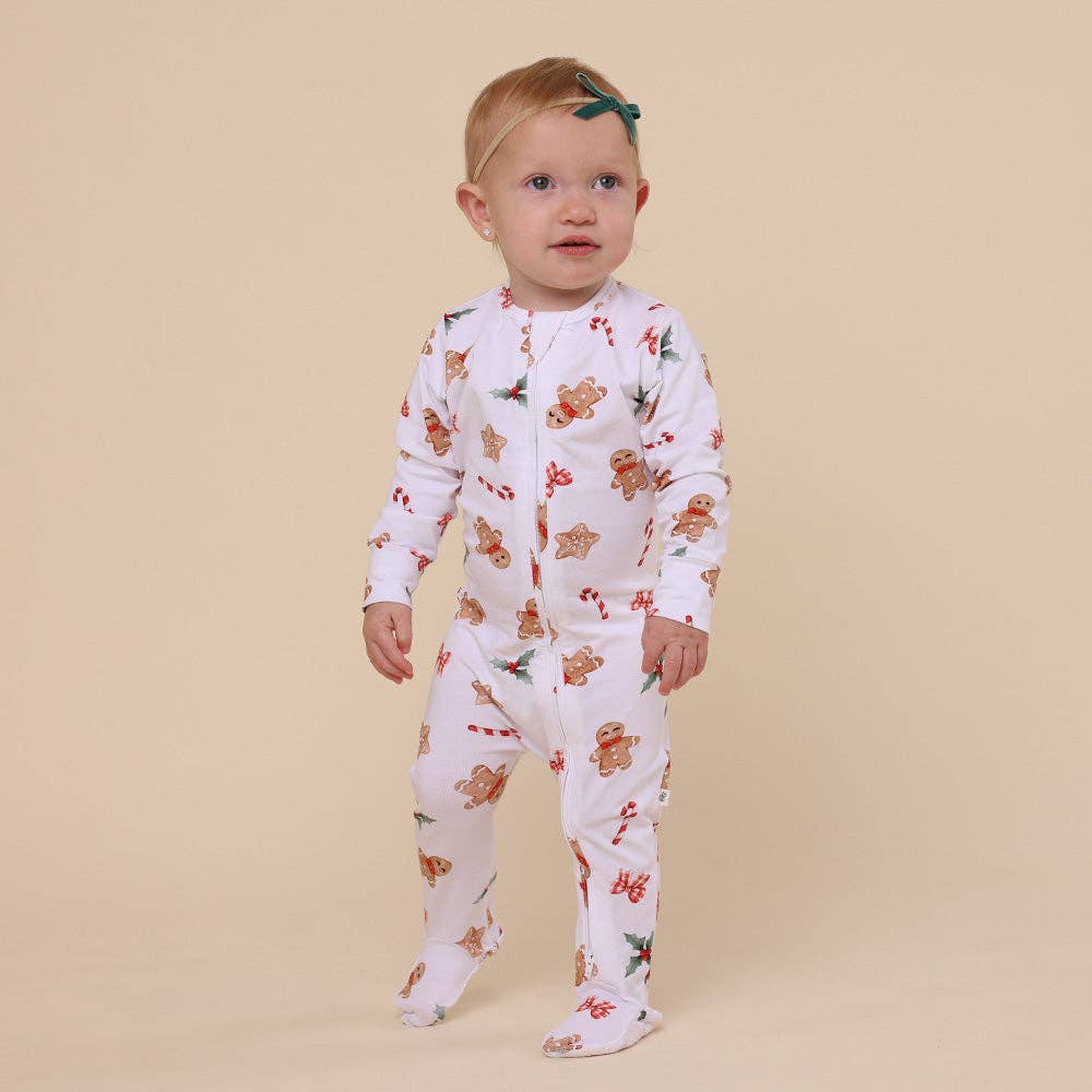 Gingerbread Organic Snuggle Sleepsuit Zip Footie