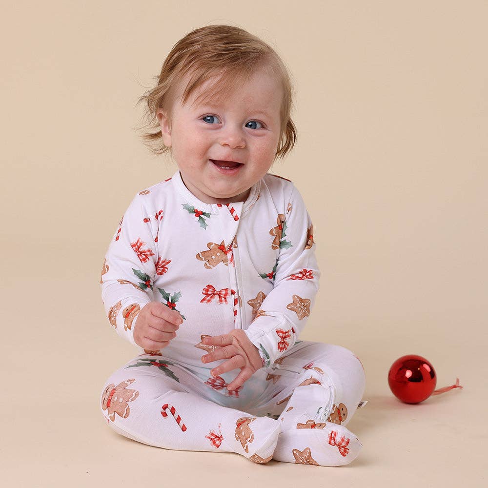 Gingerbread Organic Snuggle Sleepsuit Zip Footie