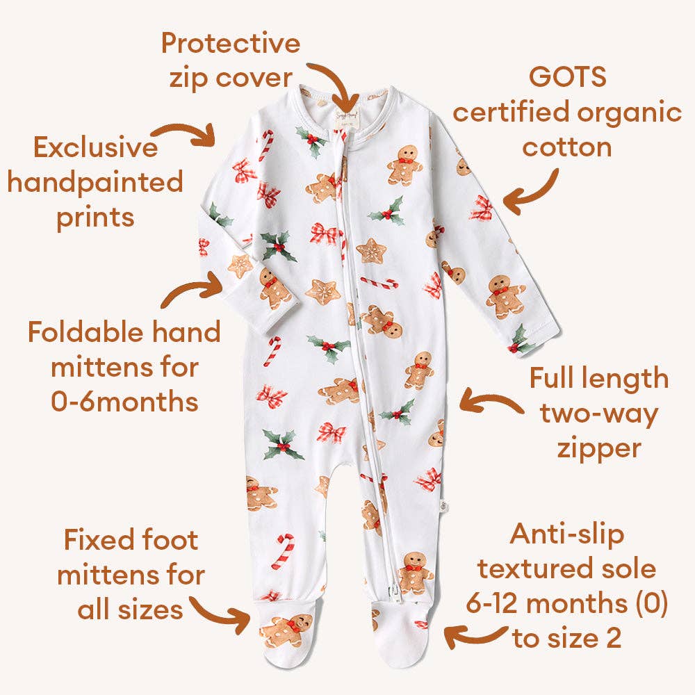 Gingerbread Organic Snuggle Sleepsuit Zip Footie