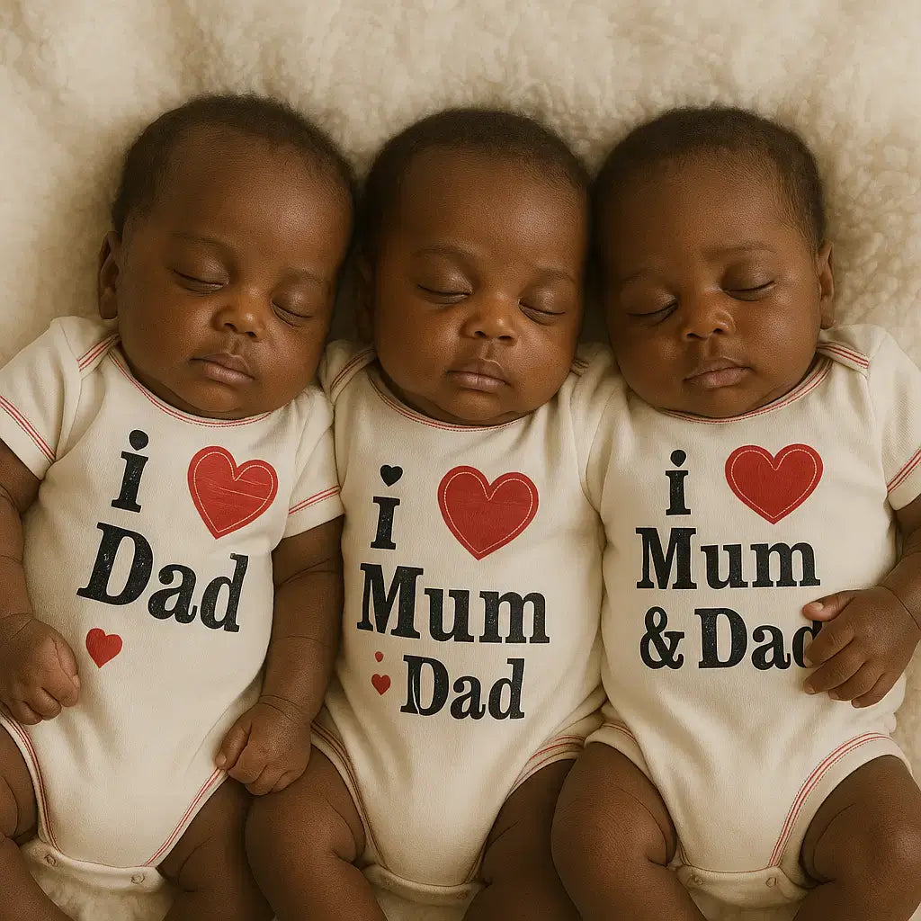 Baby 3 pcs Bodysuit Gift Set – I Love Mummy/Daddy - Cotton Baby