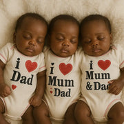 Baby 3 pcs Bodysuit Gift Set – I Love Mummy/Daddy - Cotton Baby