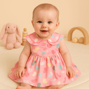 Pink Multicolour Heart Print Empire Dress