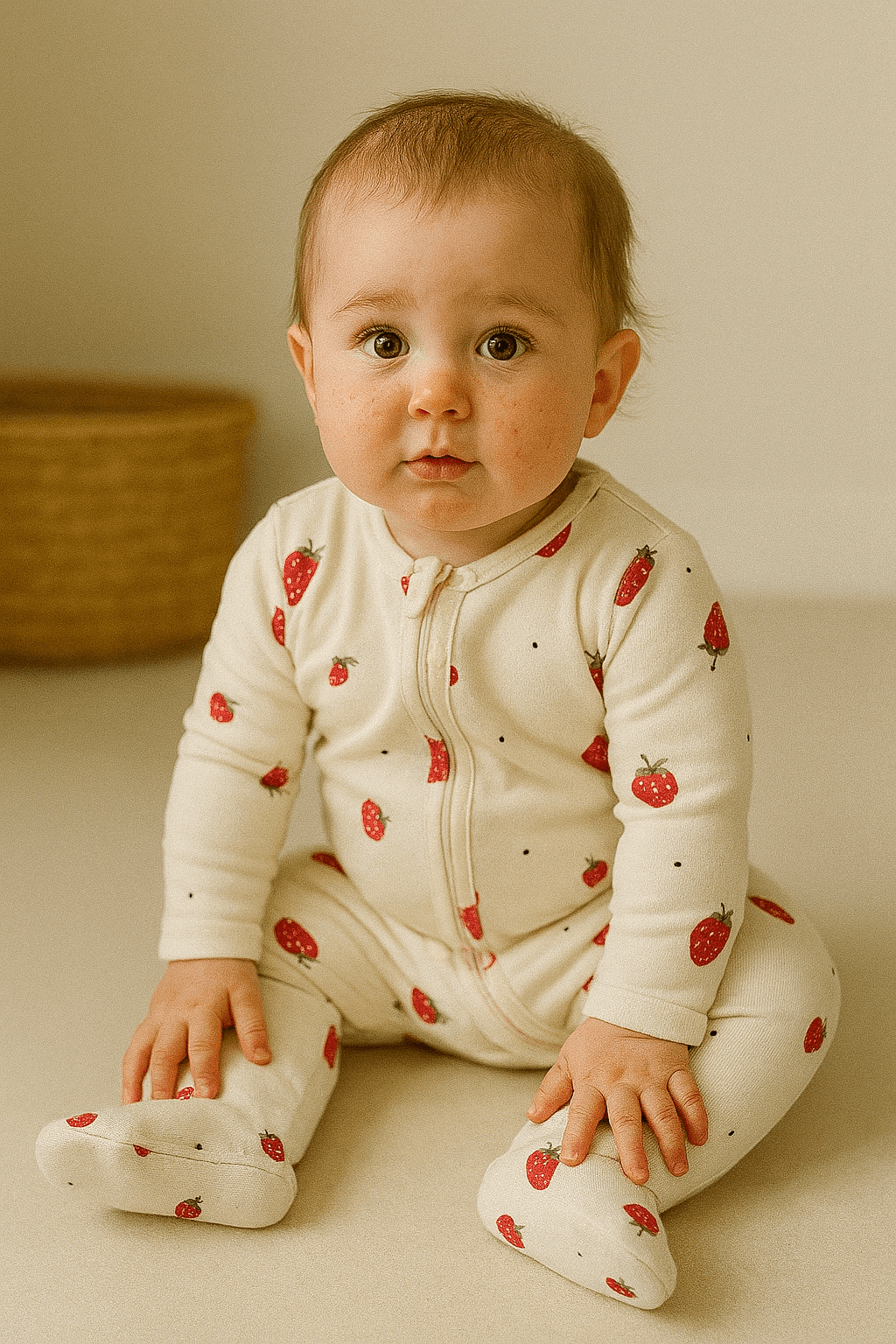 Babies Strawberry Print Footless Sleepsuit NB-9M