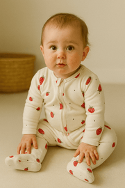 Babies Strawberry Print Footless Sleepsuit NB-9M