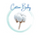 Cotton plant with 'Cotton Baby' text on a circular white background
