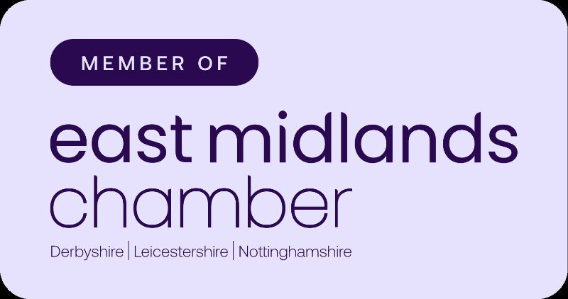 Logo of East Midlands Chamber on a purple background