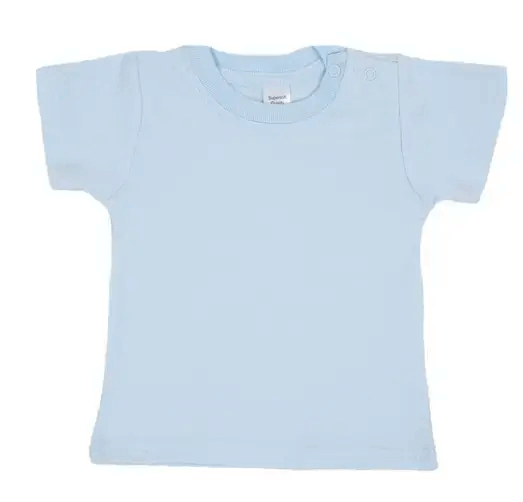 Baby Blue/ Pink Soft Touch Cotton T-Shirt - 100% Cotton Short Sleeve Tee