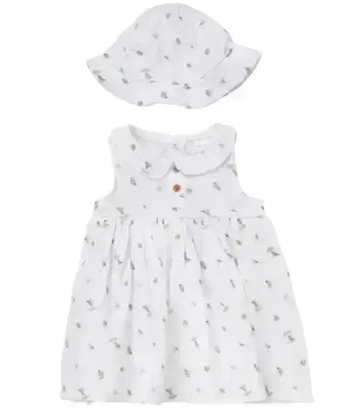 Ivory Random Motif Dress & Hat
