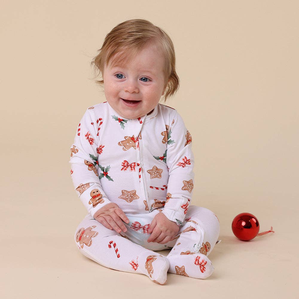 Gingerbread Organic Snuggle Sleepsuit Zip Footie