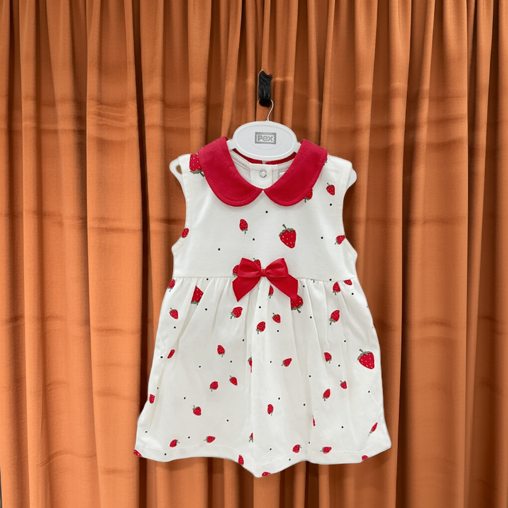 Babies Strawberry Print Bow Dress