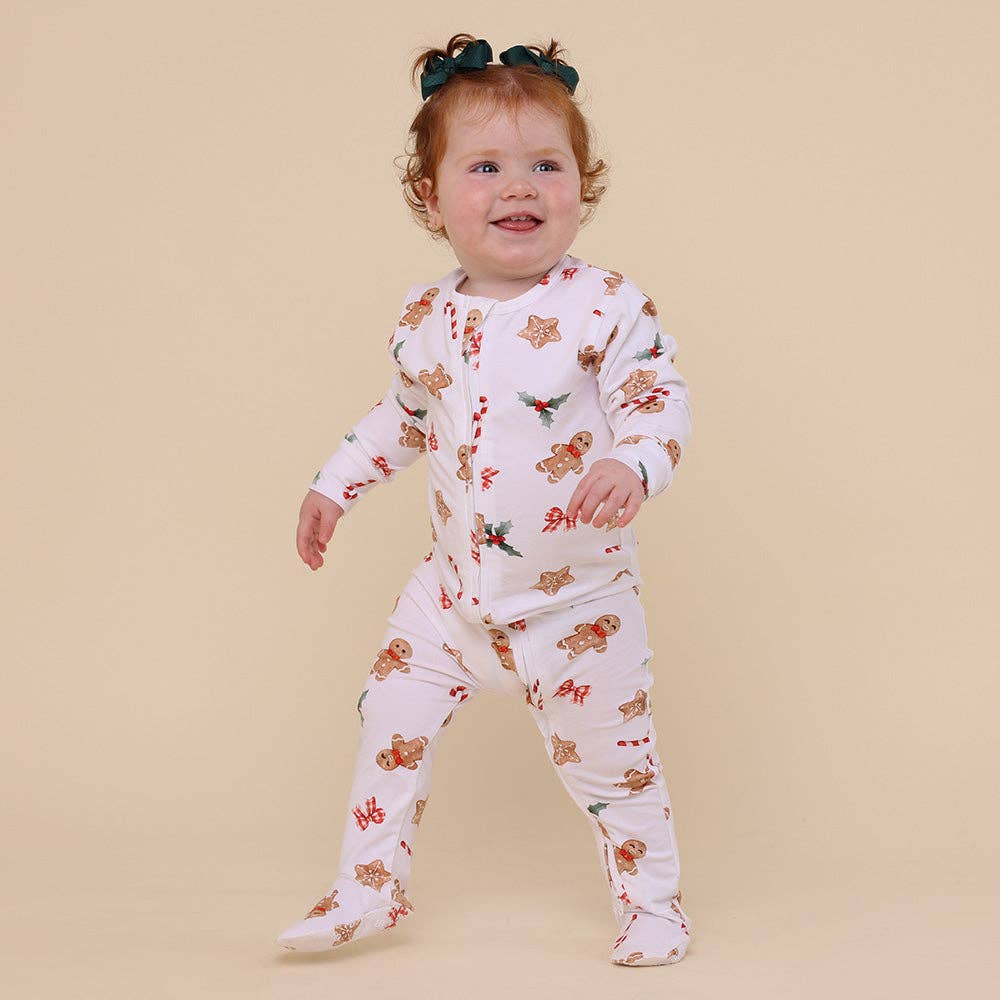 Gingerbread Organic Snuggle Sleepsuit Zip Footie