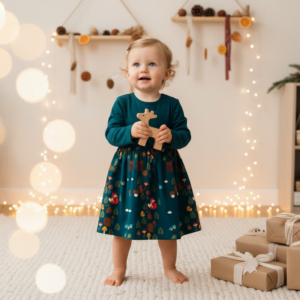 Enchanted Forest Organic Long Sleeve Twirler Dress