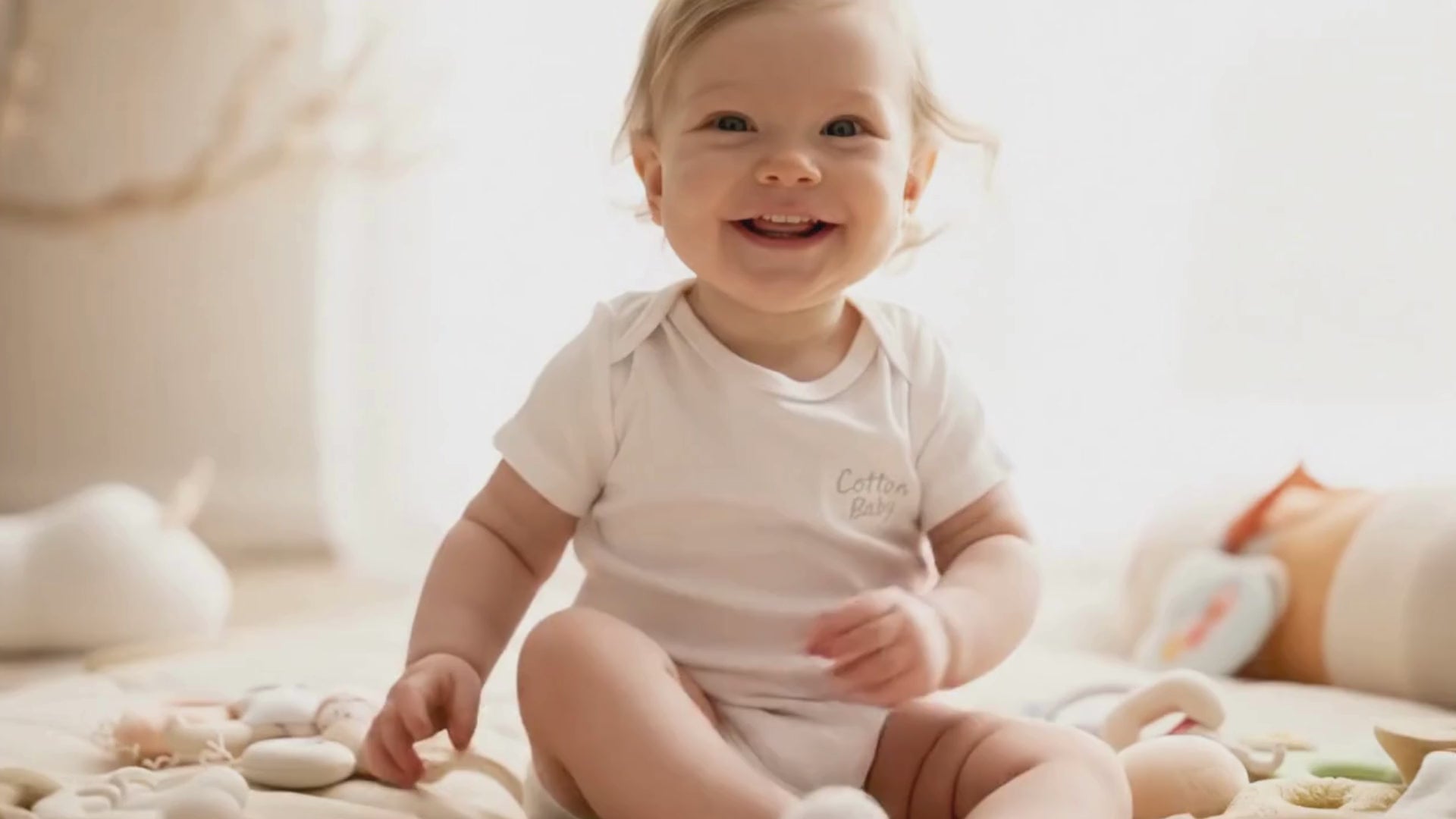 Baby clapping hands and smiling