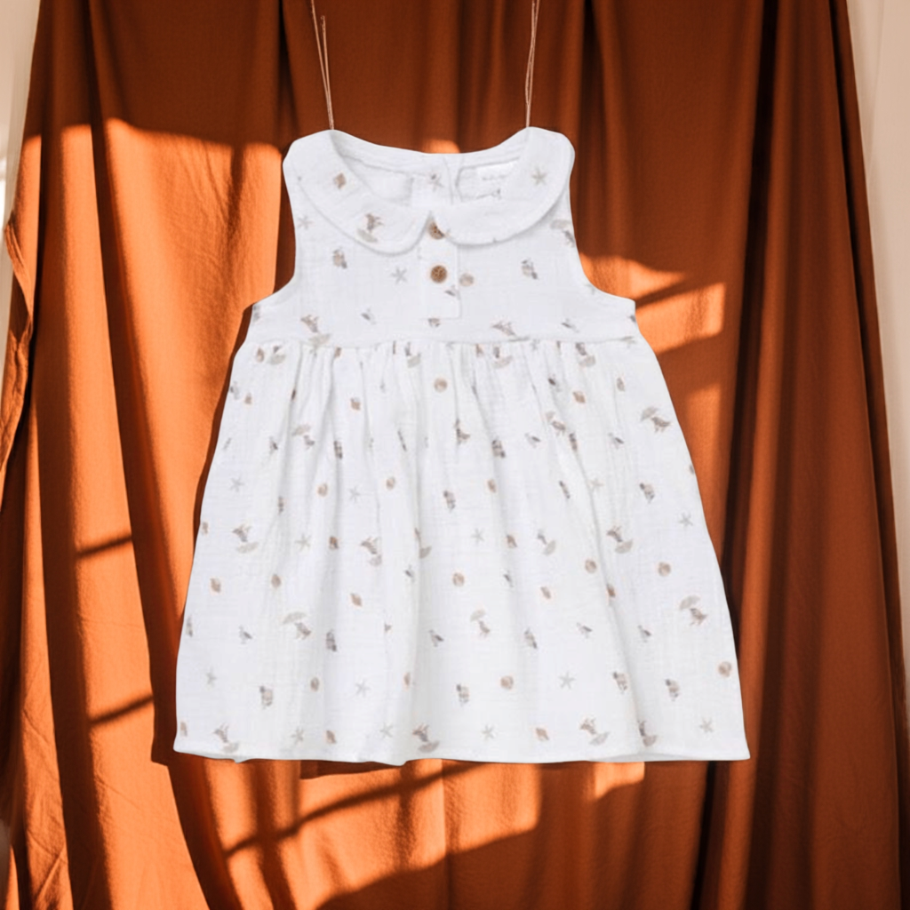 Ivory Random Motif Dress & Hat