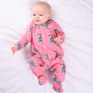 Cotton Sleepsuit Lux Pink Zebra print